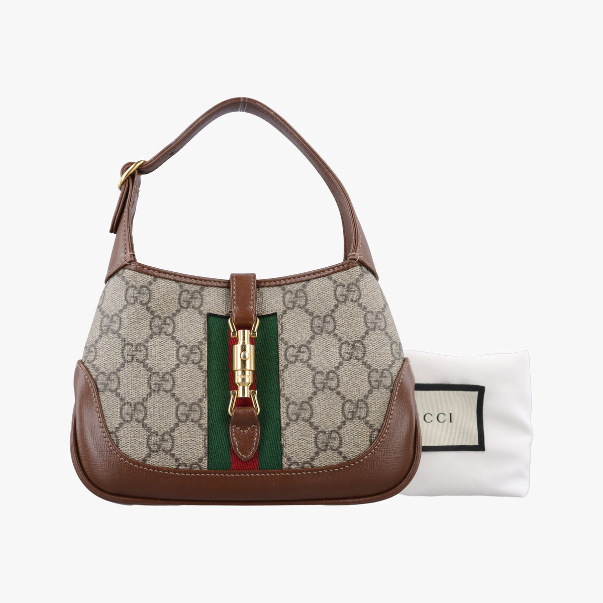 Secondhand Gucci Jackie 1961 GG Supreme Brown PVC coated canvas×Leather 637092 handbag | stylenewstar