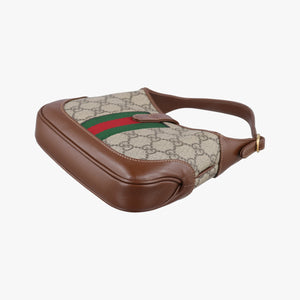 Secondhand Gucci Jackie 1961 GG Supreme Brown PVC coated canvas×Leather 637092 handbag | stylenewstar