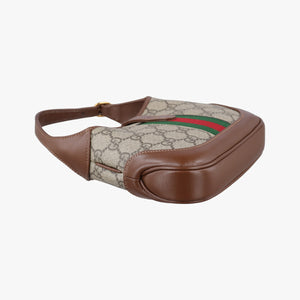 Secondhand Gucci Jackie 1961 GG Supreme Brown PVC coated canvas×Leather 637092 handbag | stylenewstar
