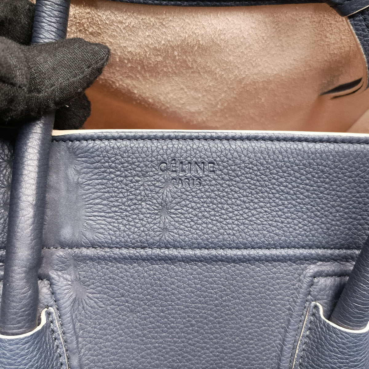 Pre-owned Celine Luggage Square Phantom Navy Leather  handbag | stylenewstar