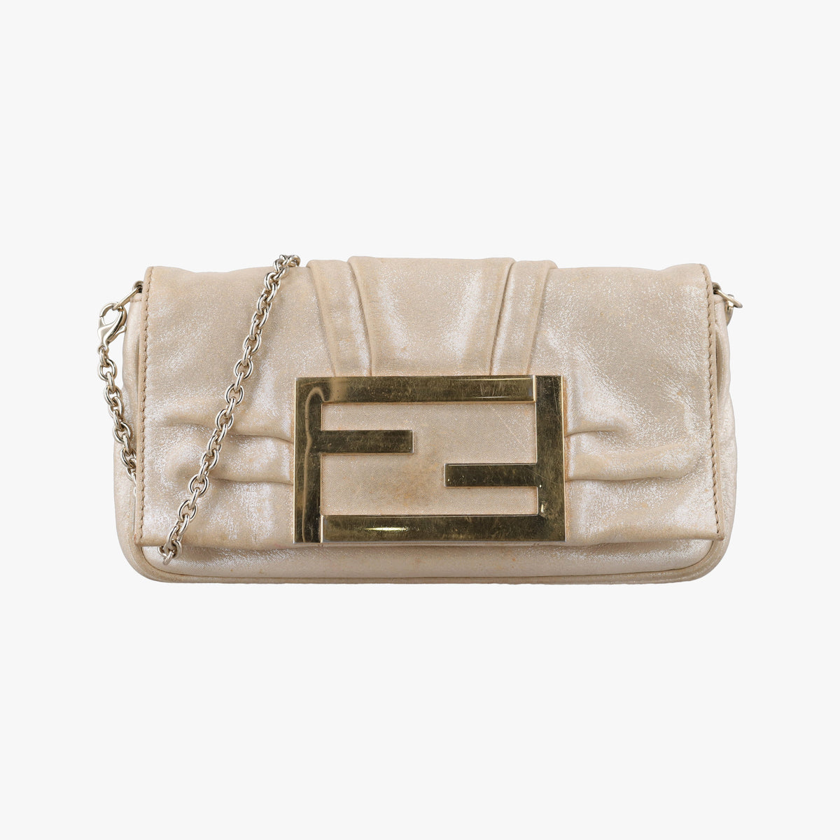 Pre-owned Fendi Mia Pochette Golden Leather 8BP046 shoulderbag | stylenewstar
