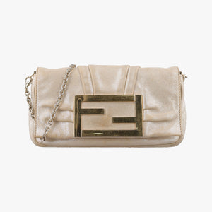 Pre-owned Fendi Mia Pochette Golden Leather 8BP046 shoulderbag | stylenewstar