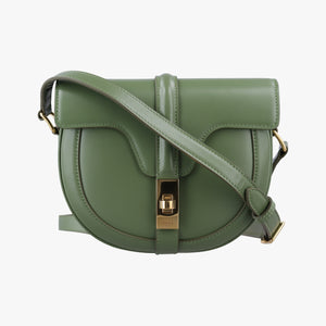 Pre-owned Celine Besace 16 Small Green Leather W-SL-2 shoulderbag | stylenewstar