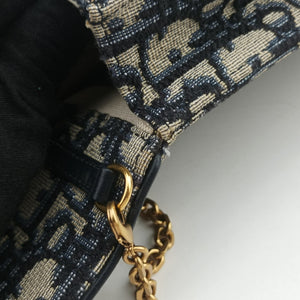 Pre-owned Christian Dior Saddle Phone holder Navy jacquard×Leather  shoulderbag | stylenewstar