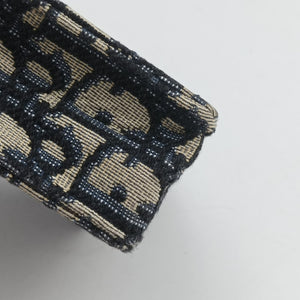 Pre-owned Christian Dior Saddle Phone holder Navy jacquard×Leather  shoulderbag | stylenewstar