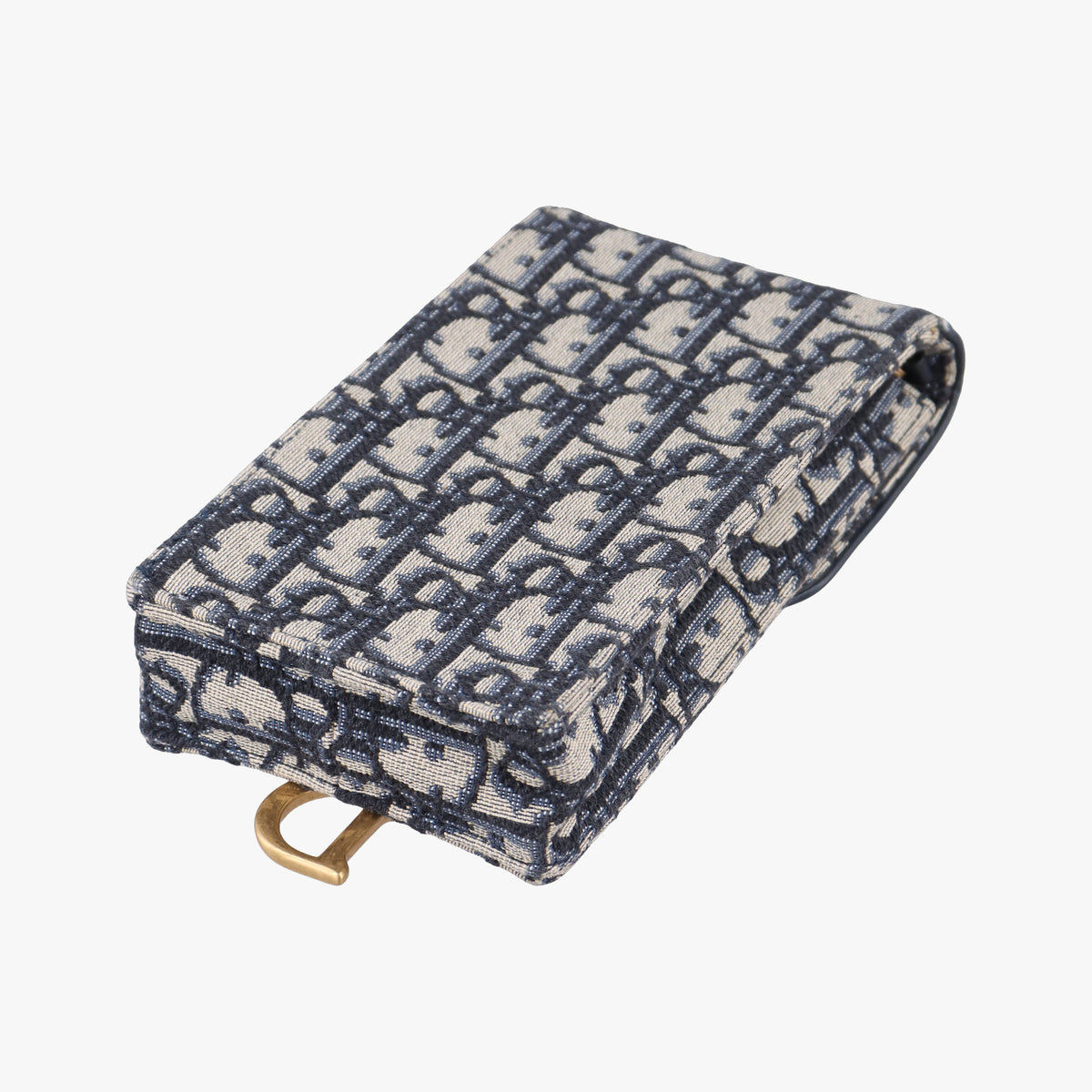 Pre-owned Christian Dior Saddle Phone holder Navy jacquard×Leather  shoulderbag | stylenewstar