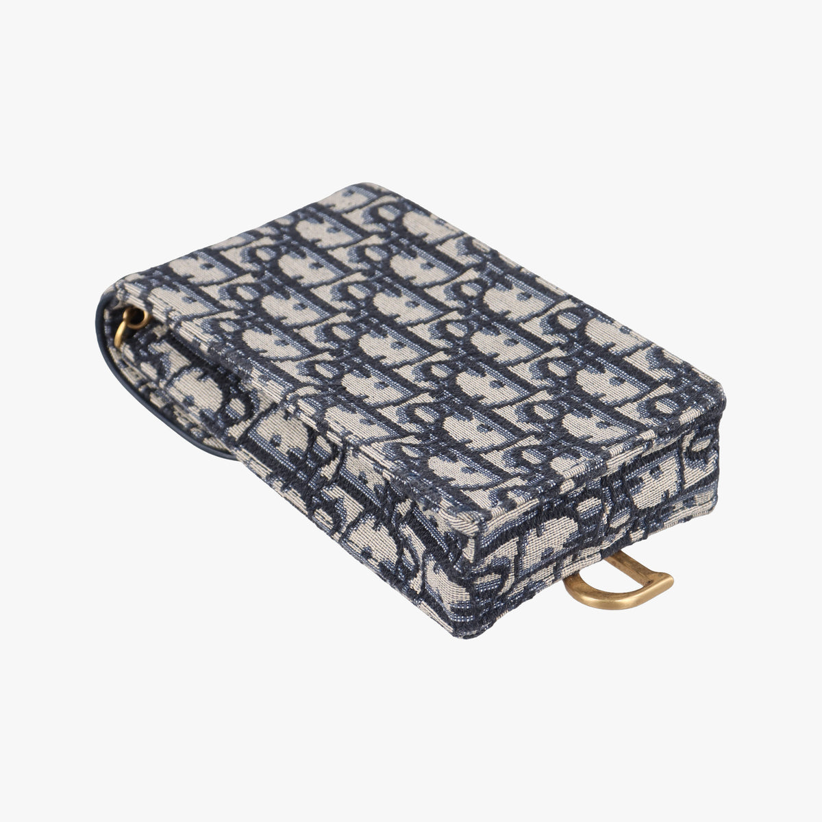 Pre-owned Christian Dior Saddle Phone holder Navy jacquard×Leather  shoulderbag | stylenewstar