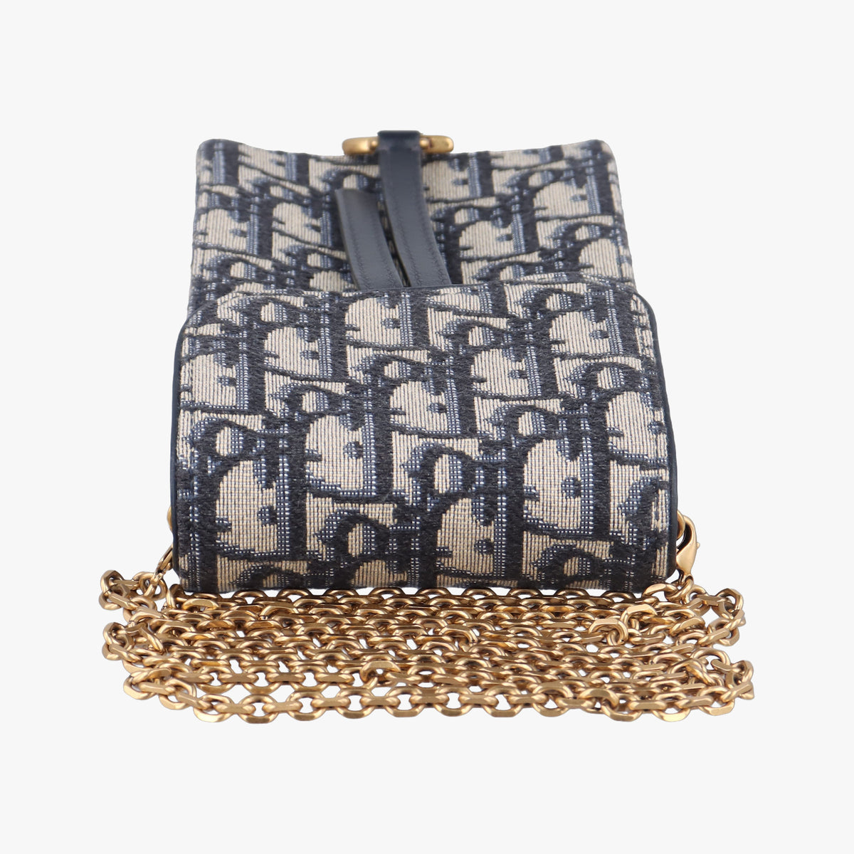 Pre-owned Christian Dior Saddle Phone holder Navy jacquard×Leather  shoulderbag | stylenewstar