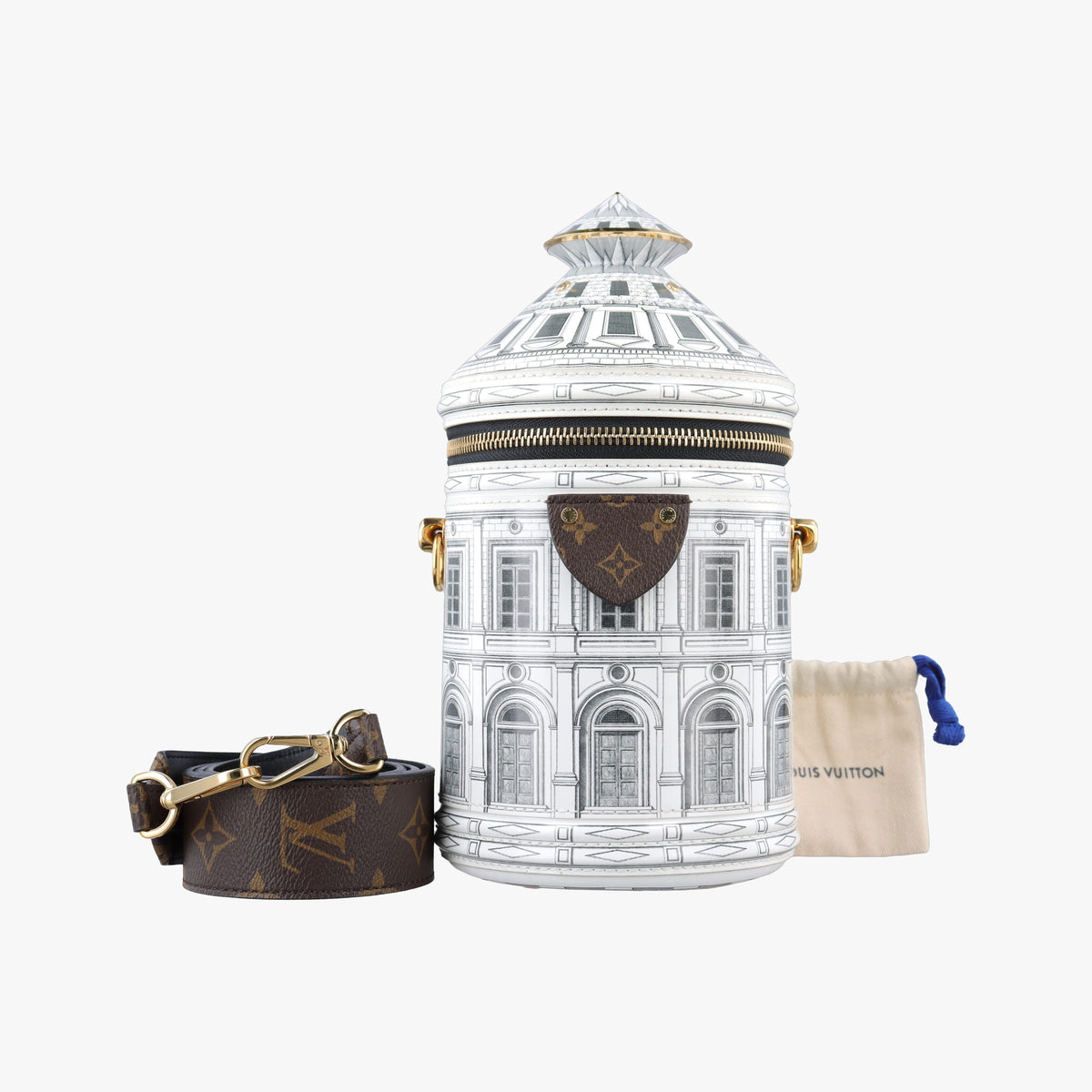 Pre-owned Louis Vuitton Cannes LV x Fornasetti Blanc x Marron Enamel M59143 handbag | stylenewstar