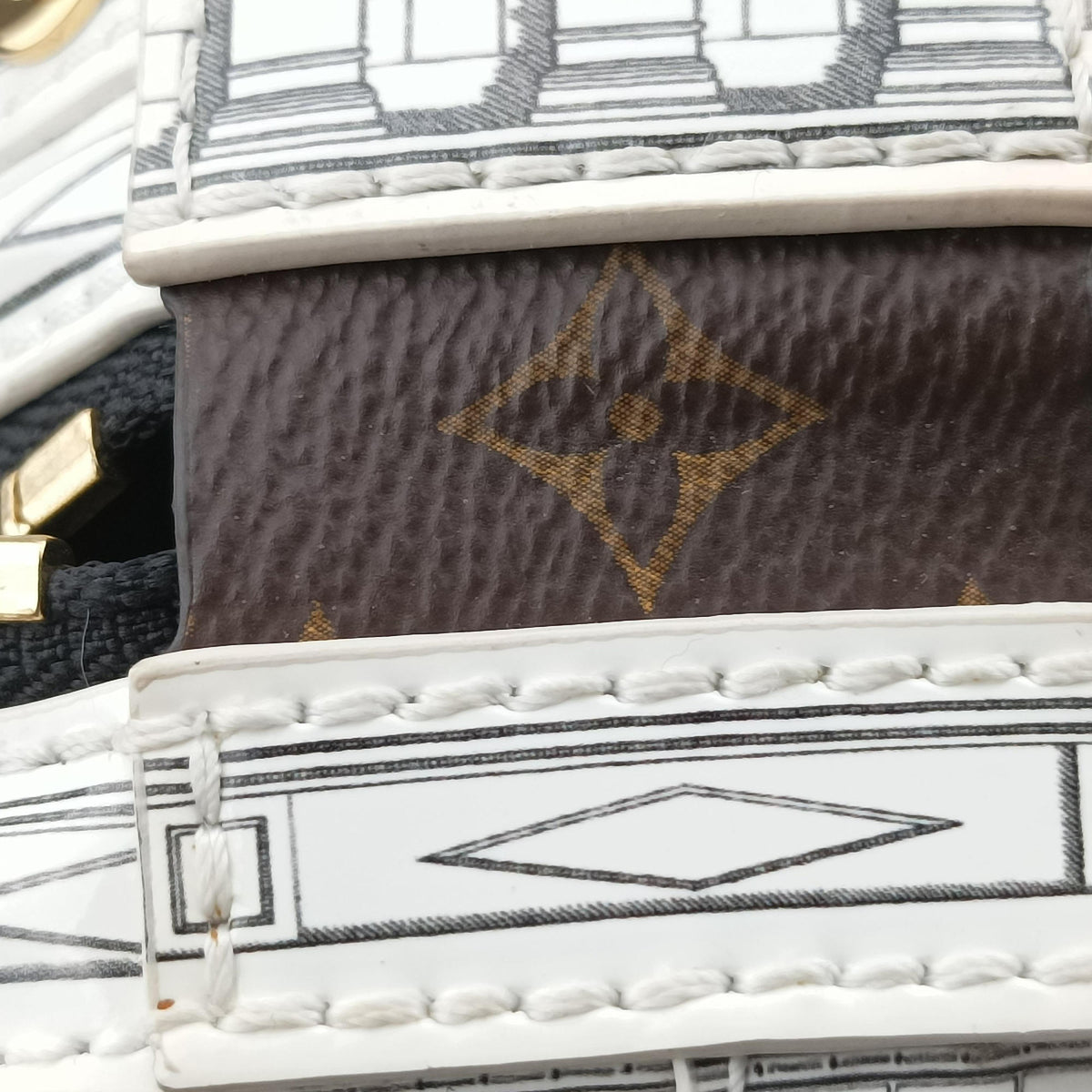 Pre-owned Louis Vuitton Cannes LV x Fornasetti Blanc x Marron Enamel M59143 handbag | stylenewstar