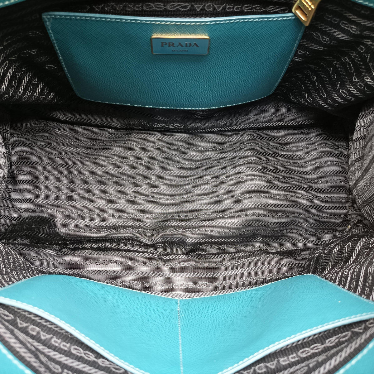 Vintage Prada Galleria BlueGreen SAFFIANO Leather BN1786 handbag | stylenewstar