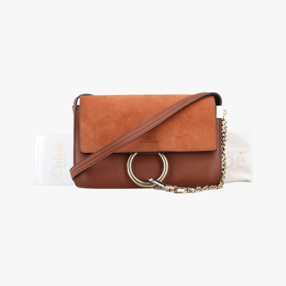 Pre-owned Chloe FAYE Brown Suede × leather  shoulderbag | stylenewstar