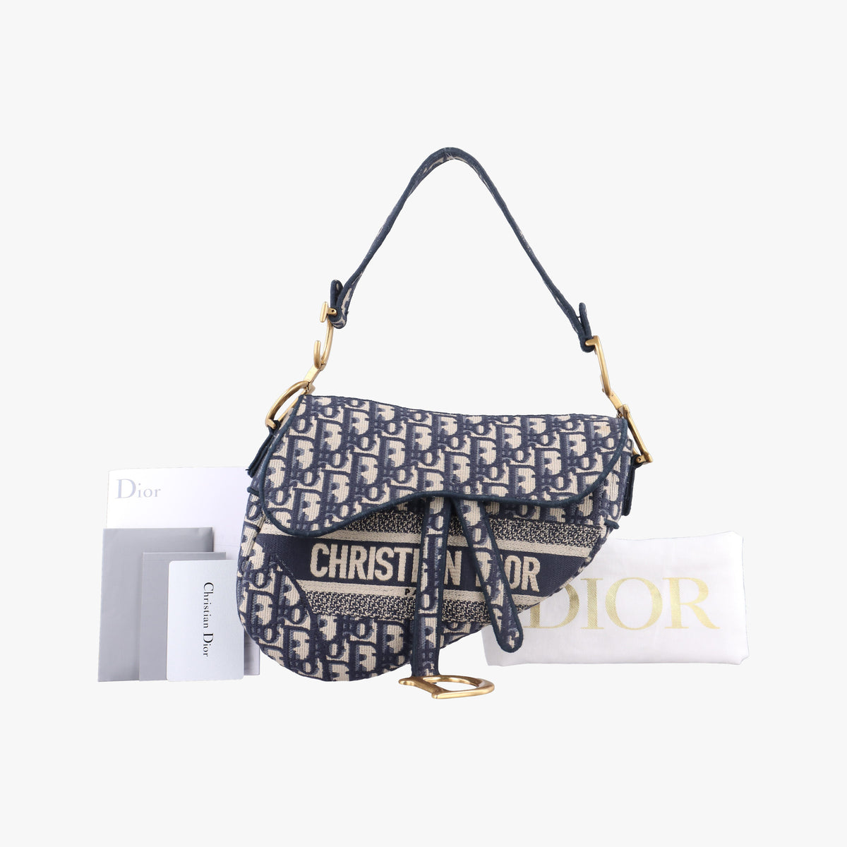 Secondhand Christian Dior Saddle Navy Jacquard  shoulderbag | stylenewstar