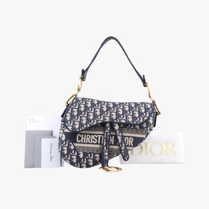 Secondhand Christian Dior Saddle Navy Jacquard  shoulderbag | stylenewstar