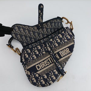 Secondhand Christian Dior Saddle Navy Jacquard  shoulderbag | stylenewstar