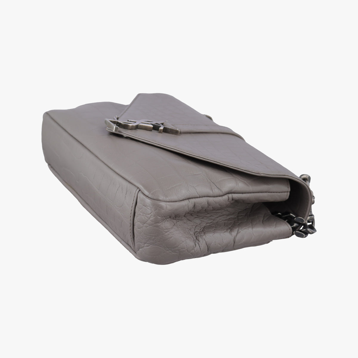Vintage Yves Saint Laurent COLLEGE Grey Leather 428101 shoulderbag | stylenewstar