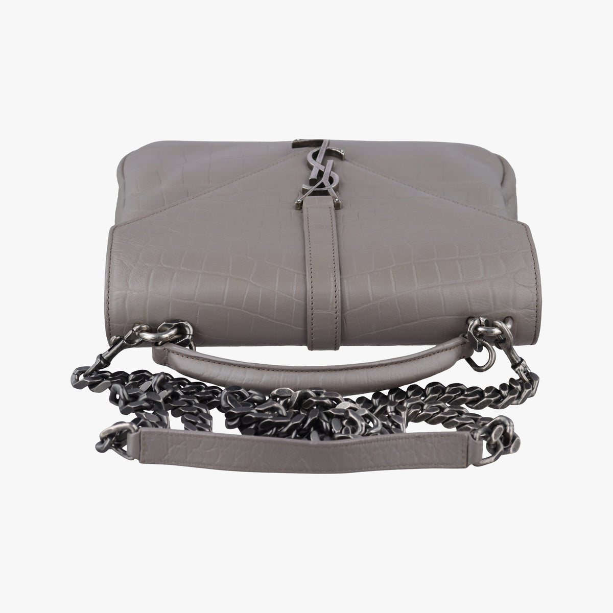 Vintage Yves Saint Laurent COLLEGE Grey Leather 428101 shoulderbag | stylenewstar