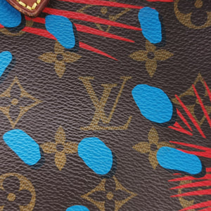 Secondhand Louis Vuitton Neverfull MM Brown x Poppy Denim Monogram Jungle Dot M41978 shoulderbag | stylenewstar