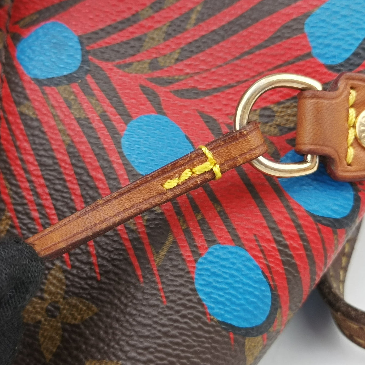 Secondhand Louis Vuitton Neverfull MM Brown x Poppy Denim Monogram Jungle Dot M41978 shoulderbag | stylenewstar
