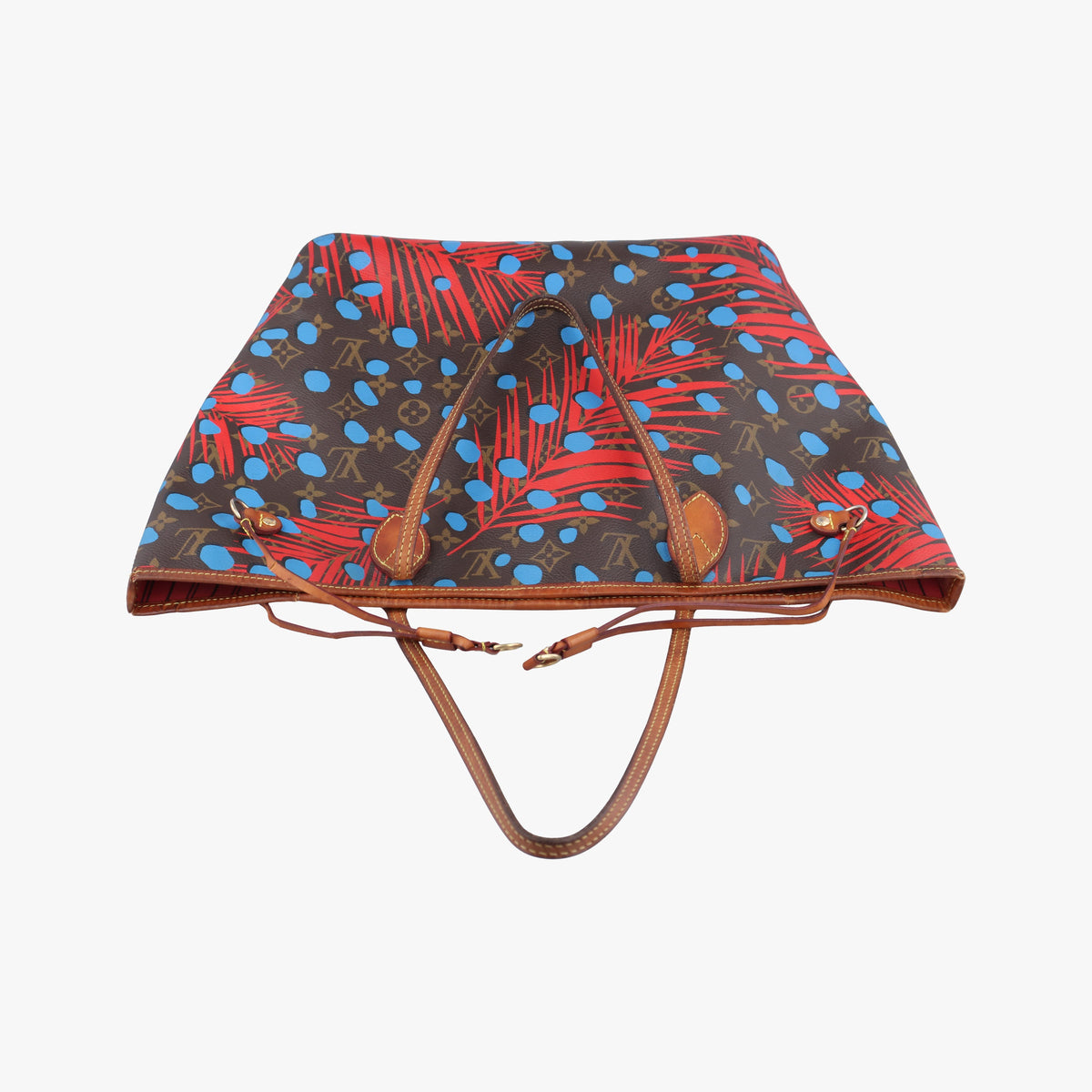 Secondhand Louis Vuitton Neverfull MM Brown x Poppy Denim Monogram Jungle Dot M41978 shoulderbag | stylenewstar