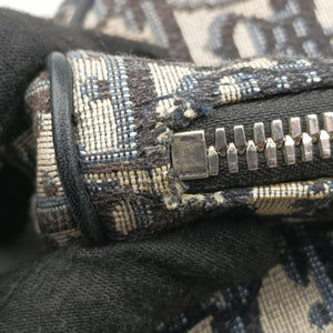 Pre-owned Christian Dior saddle Navy Jacquard×Leather  crossbodybag | stylenewstar