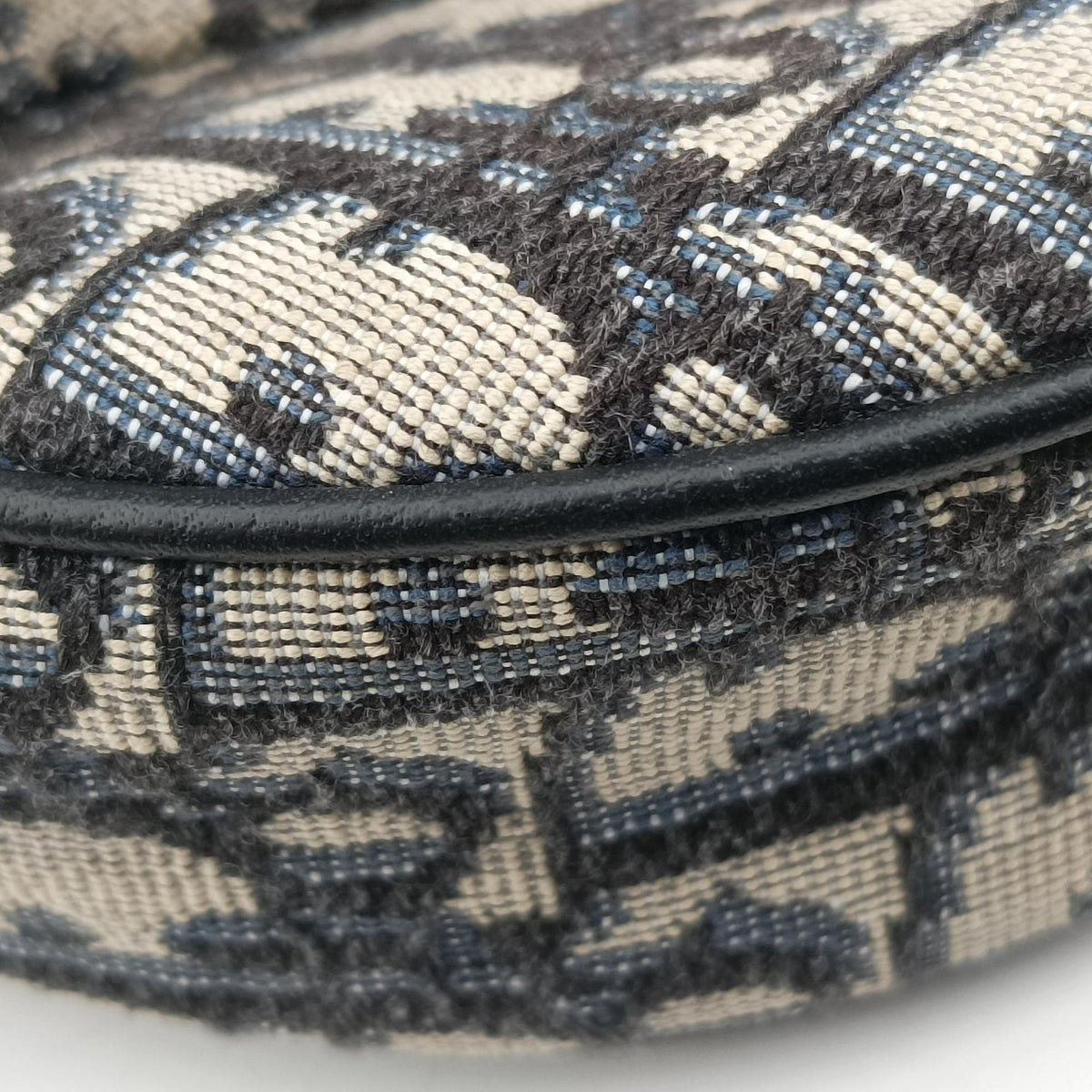 Pre-owned Christian Dior saddle Navy Jacquard×Leather  crossbodybag | stylenewstar