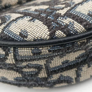 Pre-owned Christian Dior saddle Navy Jacquard×Leather  crossbodybag | stylenewstar