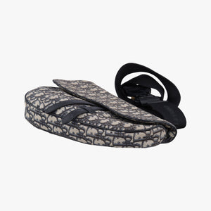 Pre-owned Christian Dior saddle Navy Jacquard×Leather  crossbodybag | stylenewstar