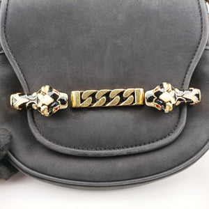 Secondhand Gucci Nubuck Tigrette Chain Black Suede 290684 shoulderbag | stylenewstar