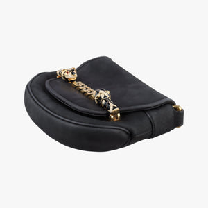 Secondhand Gucci Nubuck Tigrette Chain Black Suede 290684 shoulderbag | stylenewstar