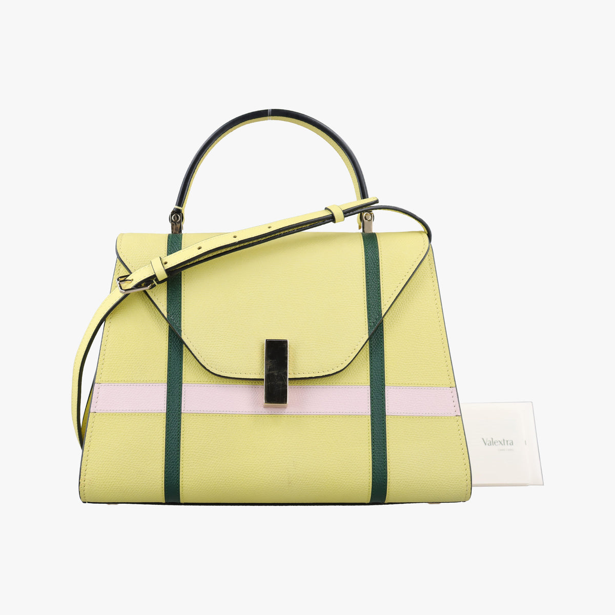 Pre-owned Valextra Iside Yellow×Green×Pink Leather  shoulderbag | stylenewstar