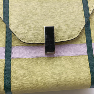 Pre-owned Valextra Iside Yellow×Green×Pink Leather  shoulderbag | stylenewstar
