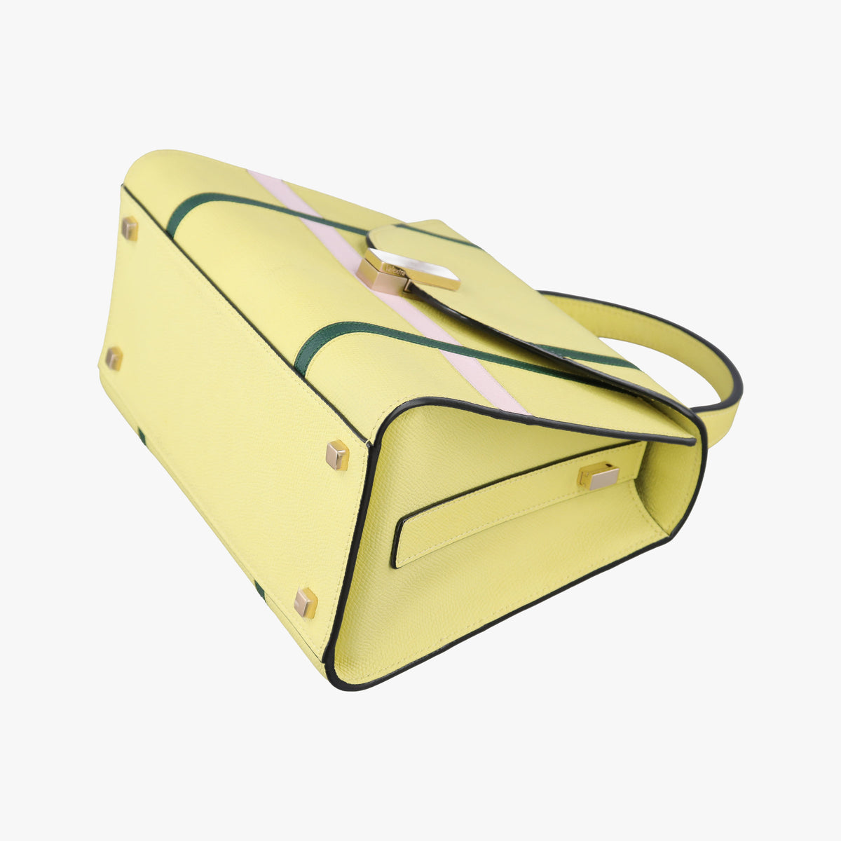 Pre-owned Valextra Iside Yellow×Green×Pink Leather  shoulderbag | stylenewstar