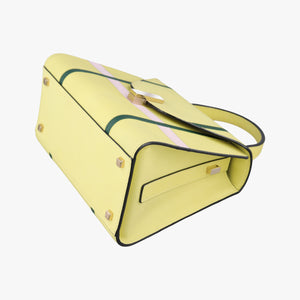Pre-owned Valextra Iside Yellow×Green×Pink Leather  shoulderbag | stylenewstar