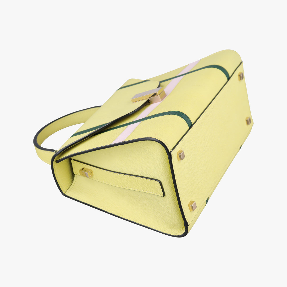 Pre-owned Valextra Iside Yellow×Green×Pink Leather  shoulderbag | stylenewstar