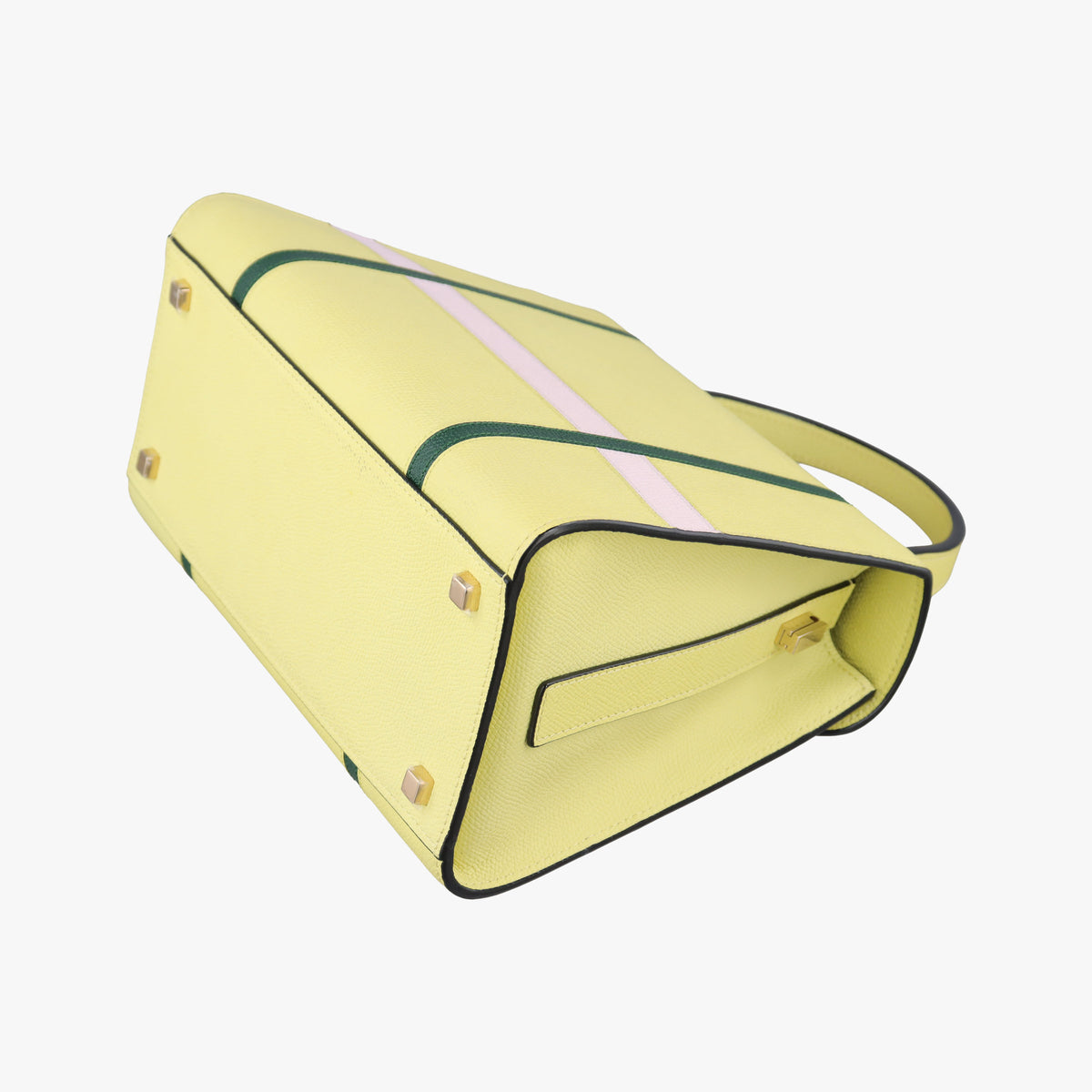 Pre-owned Valextra Iside Yellow×Green×Pink Leather  shoulderbag | stylenewstar