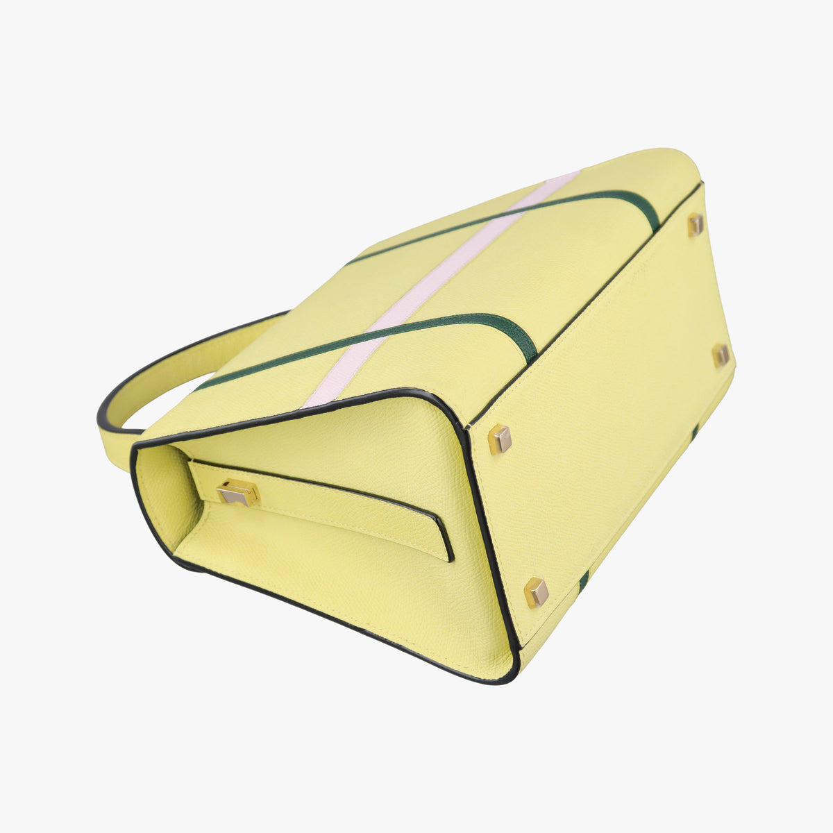 Pre-owned Valextra Iside Yellow×Green×Pink Leather  shoulderbag | stylenewstar