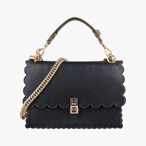 Pre-owned Fendi KAN I Black Leather 8BT283 shoulderbag | stylenewstar