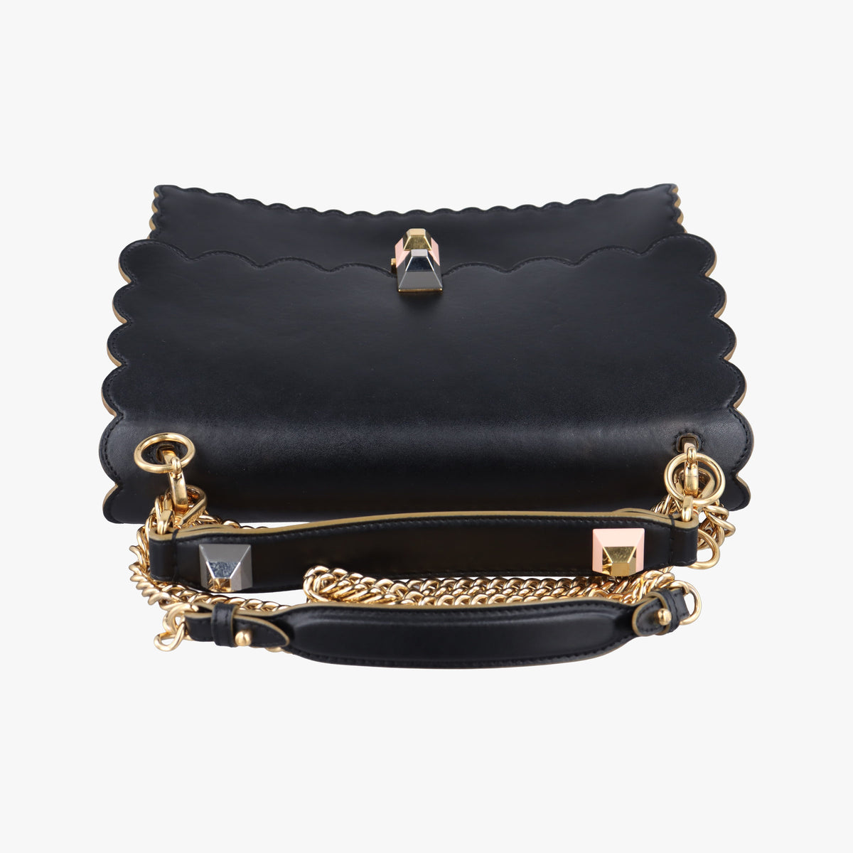 Pre-owned Fendi KAN I Black Leather 8BT283 shoulderbag | stylenewstar