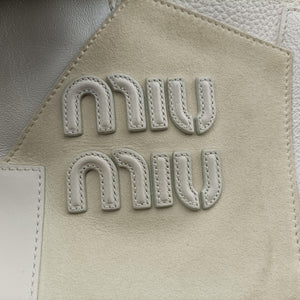 Pre-owned Miu Miu Ivy White x Beige suede x Leather  handbag | stylenewstar