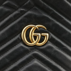 Pre-owned Gucci GG Marmont Black Leather 575163 shoulderbag | stylenewstar
