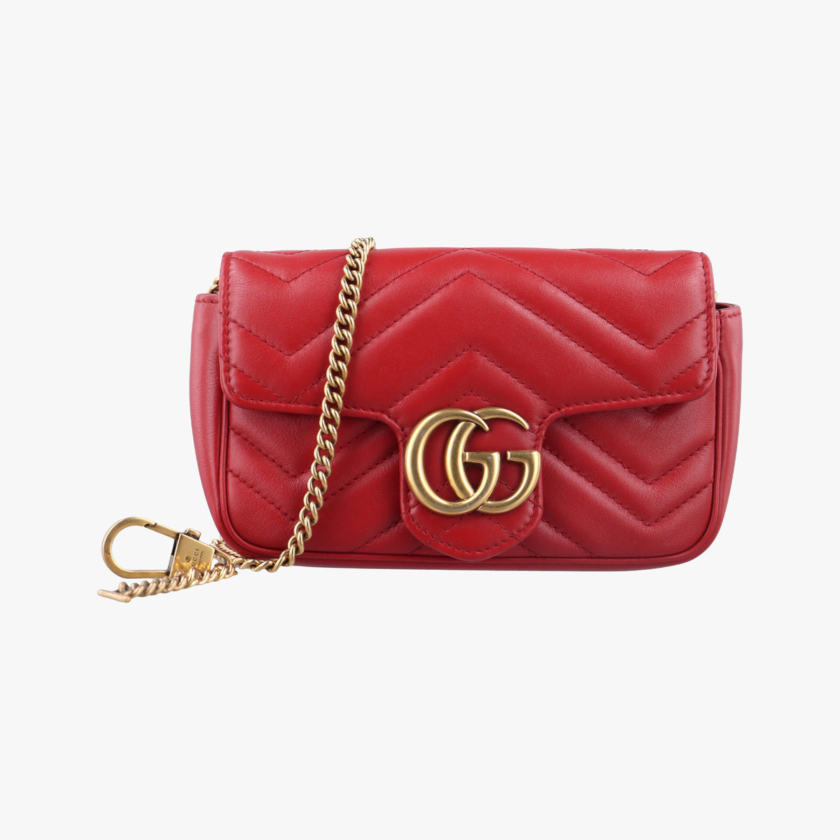 Pre-owned Gucci GG Marmont Red Leather 476433 shoulderbag | stylenewstar