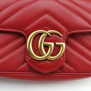Pre-owned Gucci GG Marmont Red Leather 476433 shoulderbag | stylenewstar