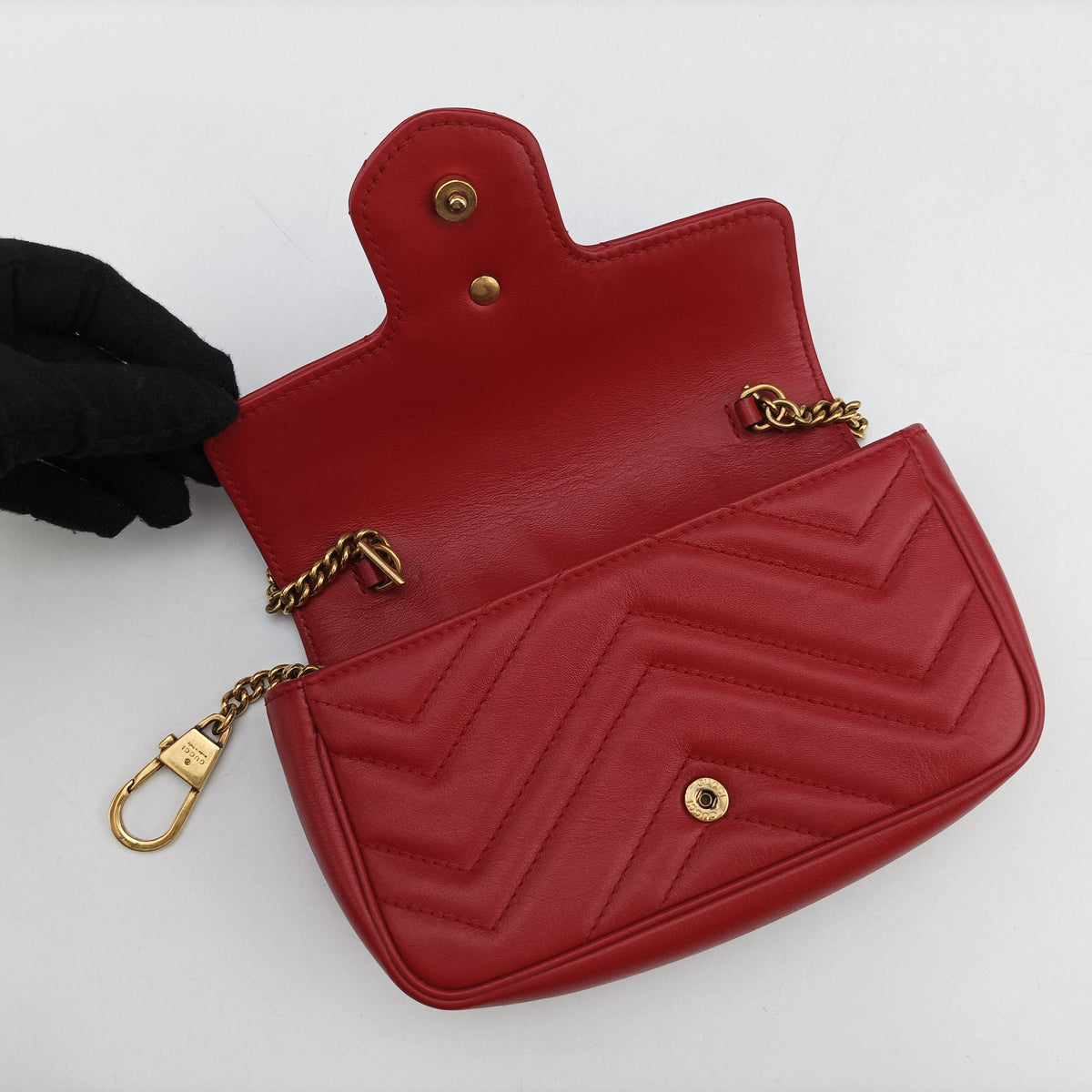 Pre-owned Gucci GG Marmont Red Leather 476433 shoulderbag | stylenewstar