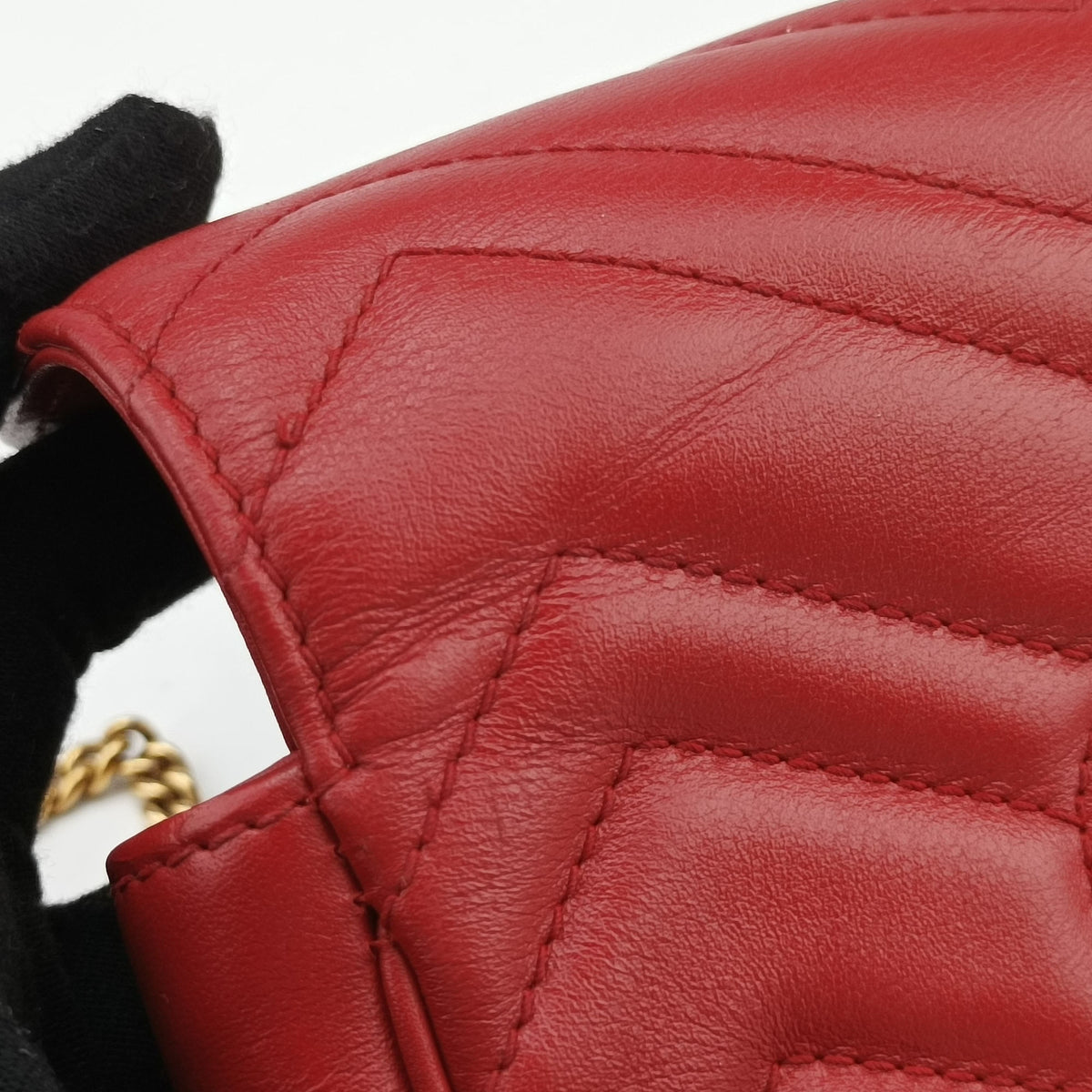Pre-owned Gucci GG Marmont Red Leather 476433 shoulderbag | stylenewstar