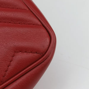 Pre-owned Gucci GG Marmont Red Leather 476433 shoulderbag | stylenewstar