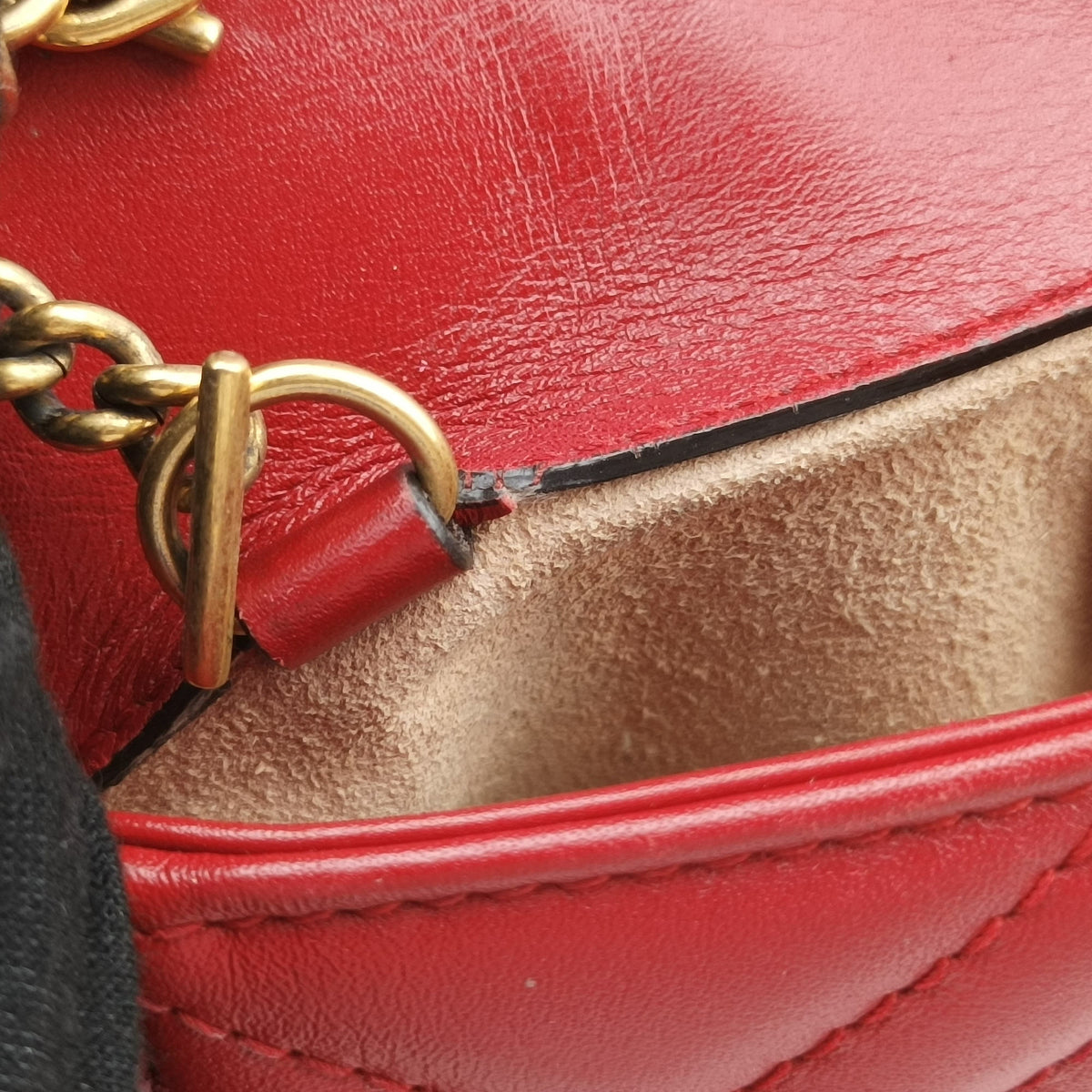 Pre-owned Gucci GG Marmont Red Leather 476433 shoulderbag | stylenewstar