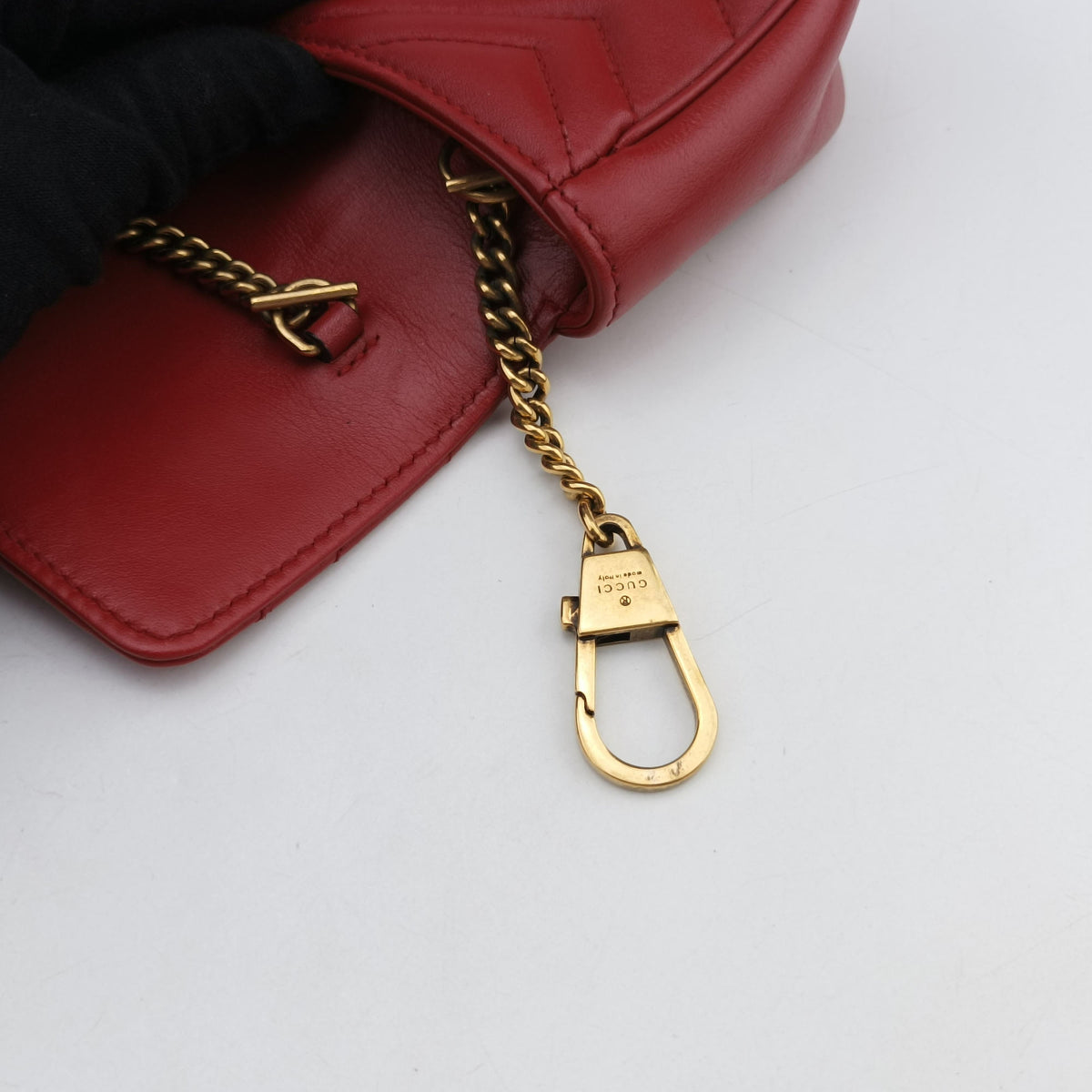 Pre-owned Gucci GG Marmont Red Leather 476433 shoulderbag | stylenewstar