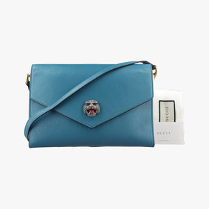 Pre-owned Gucci Thiara Envelope Animalier Blue Leather 527857 shoulderbag | stylenewstar