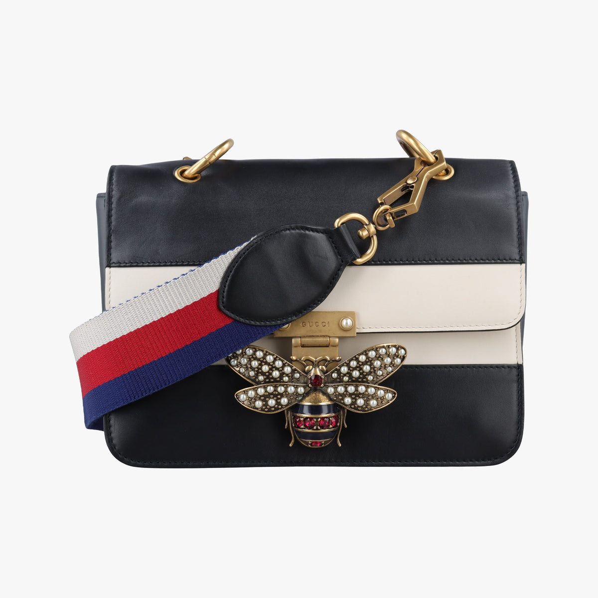 Vintage Gucci Queen Margaret Black×white Leather 476542 shoulderbag | stylenewstar